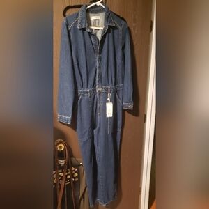 Mango Women's Indigo Denim Jumpsuit Size L
